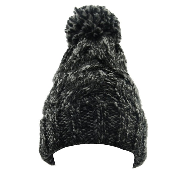 Century Star Womens Winter Warm Soft Cap Knit Pom-Pom Cable Beanie - Black - CU12MX7NASC