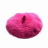 Polytree Womens Winter Warm French Artist Faux Rabbit Fur Beret Hats - Rose-Red - CJ12MZWOI5M