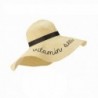 State of Mind Straw Sun Hat with a Statement - Black Embroidered - 16-3/4-in - Vitamin Sea - Black Embroidered - C017Y4SOI0G