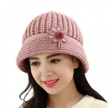 Saingace Women Winter Hat- Fashion Lady Warm Beanies Crochet Knitted Flower Cap - Purple - CR12O5576MV