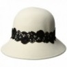 San Diego Hat Company Women's 2.5 inch Brim Coche with Black Lace Trim - Ivory - C717YZL7XDW