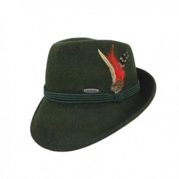 Essence Of Europe Gifts Men's Austrian Wool Hat W/ Feather - Green - CU11LND1NPL