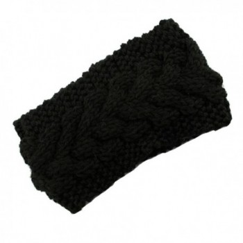 Sporealth Winters Cashmere Wool Cable Knitted Headband for Women - Black - CY12NYYR0Z4