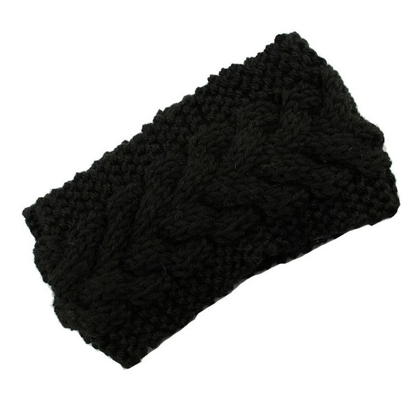 Winters Cashmere Wool Cable Knitted Headband for Women - Black ...