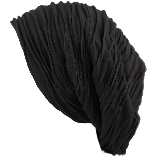200h2800 Unisex Baggy Wrinkled Slouch Fleece Lining Beanie Hat - Black ...