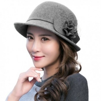 SIGGI Womens 1920s Vintage Wool Felt Cloche Bucket Bowler Hat Winter Crushable - 89073_grey - CD187COCS7Q