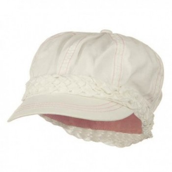 MG Ladies Brushed Canvas newsboy Hat - White - CV114YSOJZ3