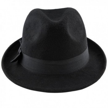 Samtree Fedora Hats for Women Men-Winter Roll-up Brim Trilby Woolen Jazz Cap - Black - CG188RY0H4C