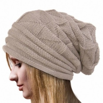 Besde Fashion Women Winter Crochet Hat Wool Knit Beanie Warm Caps - Beige - C712NTJHFEB
