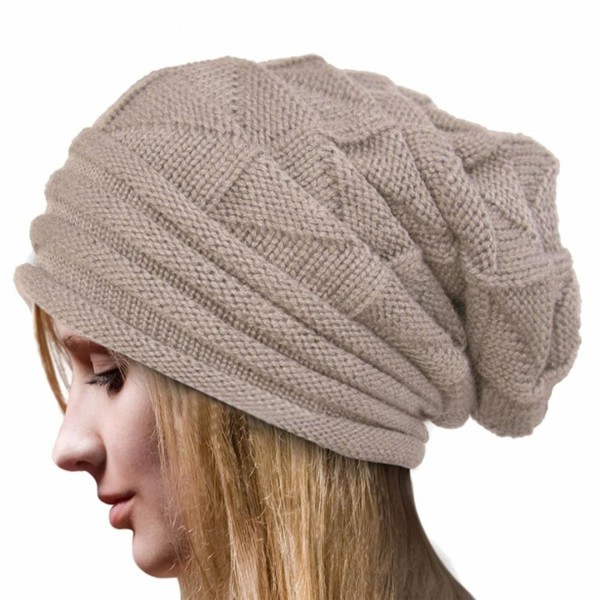 Besde Fashion Women Winter Crochet Hat Wool Knit Beanie Warm Caps - Beige - C712NTJHFEB