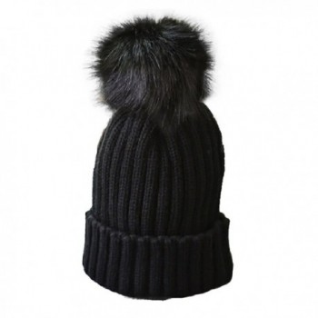 DRMAO Women Winter Warm Knit Hat Wool Snow Ski Caps With -Y081 - Black - CY188UIXUCH