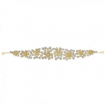 LY8 Chic Bridal Silver Tone Rhinestone Floret Features Cute Tiara Headband for Wedding - Golden - C3184DTK7QQ