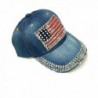 AISHNE Women American Flag Rhinestone Jeans Denim Baseball Adjustable Hat Blue - CK12HS10OIX