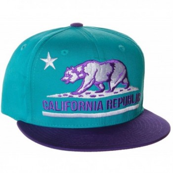 California Republic Unisex Flat Bill Visor Flag Bear Adjustable Plastic Snapback Hat Cap - - Blue - CT110MRLF25