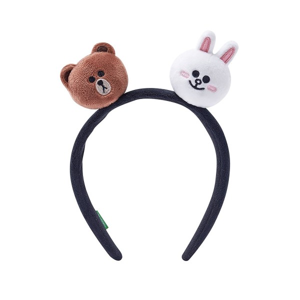 LINE FRIENDS Brown And Cony Head Band With Face Plush Dolls - Black - CT12N7E6YCT