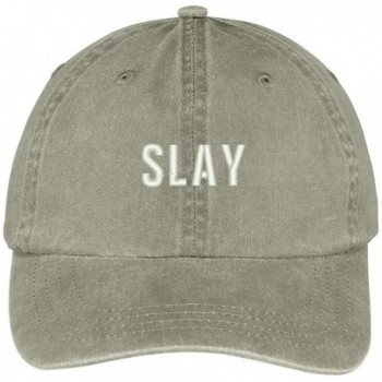 Trendy Apparel Shop Slay Embroidered Cotton Adjustable Washed Cap - Khaki - CK12N0JWNE3