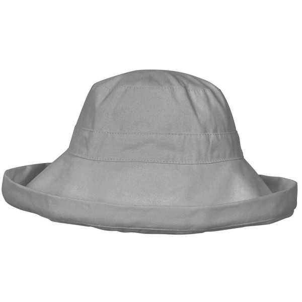 Simplicity Women's Summer Solid Colored Cotton Bucket Hat with Big Fold-up Brim - Grey - CP127H1W5RH