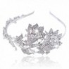 EVER FAITH Wedding Leaf 2 Flower Bud Headband Clear Austrian Crystal - CP11JM6Y961