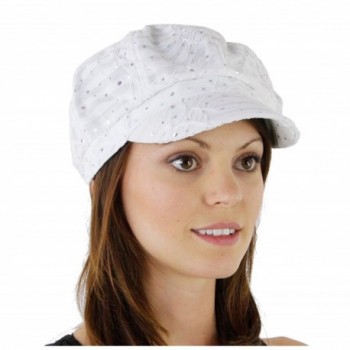 Glitter Sequin Trim Newsboy Style Relaxed Fit Cap- White -One Size - CS11993S05X