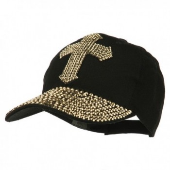 Cross Embellished Stones Baseball Cap - Black Gold - CH11P5IH7G9