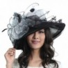 June's Young Summer Hats Elegant Flower for Women Wide Brim Sun Hat Organza - Black - CG11OIBHCHN