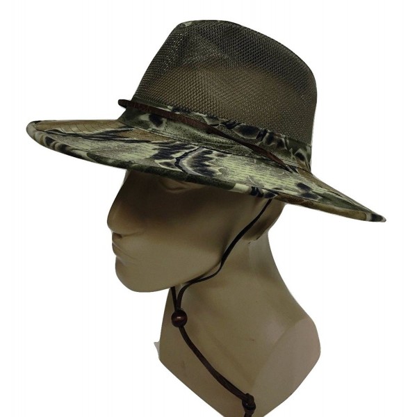 Safari Camo Camouflage Aussie Bush Hat w/Mesh Boonie Bucket Cotton - CX187M2TIDL