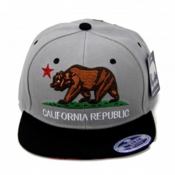 California Republic Hat Classic Bear Logo Flat Bill Visor - Gray/Black Brim - CH120BA40M3