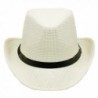 Silver Fever Woven Urban Panama Cowboy Hat with Ribbon - White - C112BWNNXJF