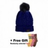 BASICO Women/Men's Winter Fur Ball Pompom Beanie Cozy Knit Hat - Pompom5 Navy + Free Gift - CN187WX6LG3