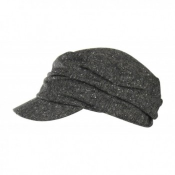 Black Marled Tweed Newsboy Ruched in Women's Newsboy Caps