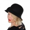 Kit Wool Bucket Hat with Rose Flower Vintage Cloche Flapper Tea Party Derby Church - Black - CG12MYIL65S