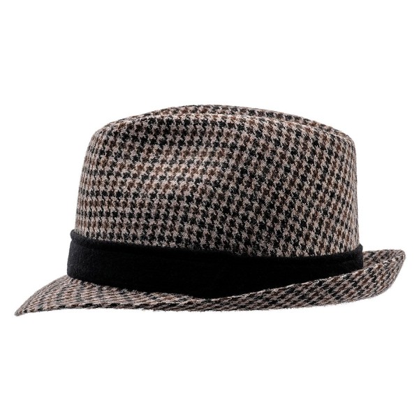Sterkowski Woolen Sewn Trilby Hat Vintage Style - Brown pepita - CO11MPQ3IH1