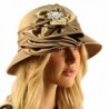 Fancy Jeweled Luxurious Satin Derby Cloche Shape Bucket Dressy Party Hat - Taupe - CG12N2DIXNG