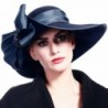 Women Wool Felt Plume Kentucky Derby Church Dress Wide Brim Winter Hat - Z0013-navy - CS189CQR6WC