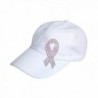 Pink Ribbon Breast Cancer Studded White Baseball Hat - C6115ZS9HIP