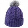 Simplicity Womens Winter Hand Knit Faux Fur Pompoms Beanie Hat - Purple - C7127VC2VMV