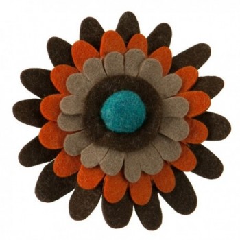 3 Layers Gerber Style Large flower Hair Pin and Clip - Brown Orange - CA11KJZODRJ
