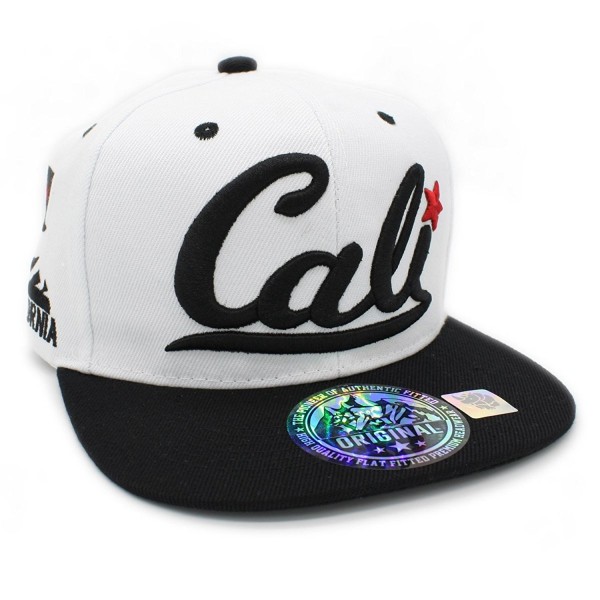 LAFSQ Embroidered Cali With California Map Snapback Cap - White/Black - CT187N5DNNL