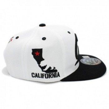 Embroidered CALIFORNIA Snapback WHITE BLACK in Women's Baseball Caps