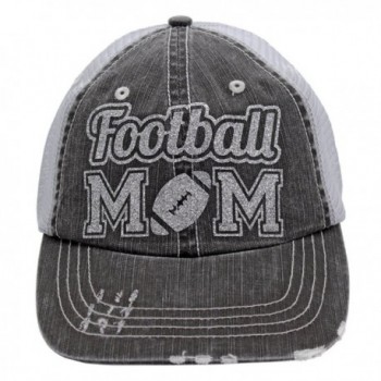 Football Mom Sports Trucker Style baseball Cap Hat Silver glitter - CP1859L3AKD