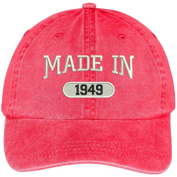 Trendy Apparel Shop 69th Birthday - Made In 1949 Embroidered Low Profile Washed Cotton Baseball Cap - Red - CO17YELEZT3