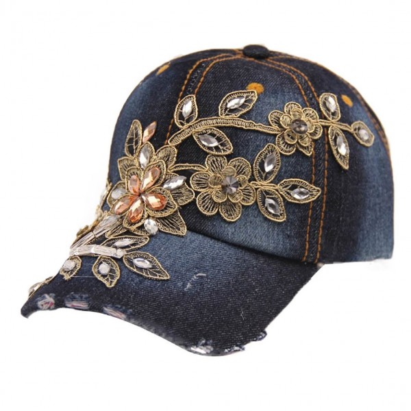 Wensltd 2015 New Vogue Women Embossing Flower Baseball Cap Summer Lady Jeans Hats (C) - C - CY11YK0F715