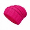 Lemef Soft Stretch Cable Knit Beanie Slouchy Skull Cap Warm Winter Hat - Rose Red - CI188ULTSUY