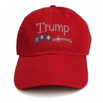 TRUMP Patriot Stars and Stripes Rhinestone/Stud Handmade Cotton Baseball Cap - Red - C212O6SLAYO