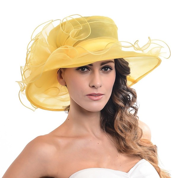 Fanny-sdr Women Church Wedding Party Derby Hat Floral Feather Wide Brim ...