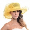 Fanny-sdr Women Church Wedding Party Derby Hat Floral Feather Wide Brim Hat S037-mt - S019-yellow - CC12E61EEST