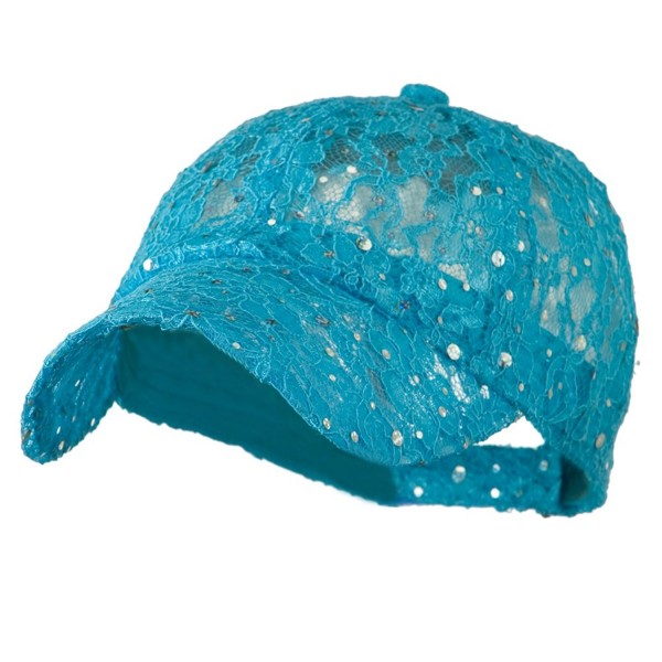 Lace Sequin Glitter Cap - Turquoise W41S52F - C3110A3TTFF