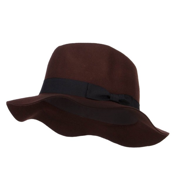 Wool Felt Ribbon Band Panama Fedora - Brown - CA12MCYC4AL