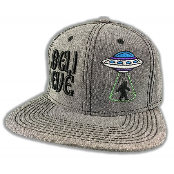 Boulevard Brothers Believe Bigfoot Sucked up by Alien Ship Hat Flat Visor Snapback Cap Sasquatch - C51883XOG0R