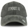 Trendy Apparel Shop Feminist AF Text Embroidered Washed Cotton Unstructured Baseball Cap - Black - CV187CZIQOK